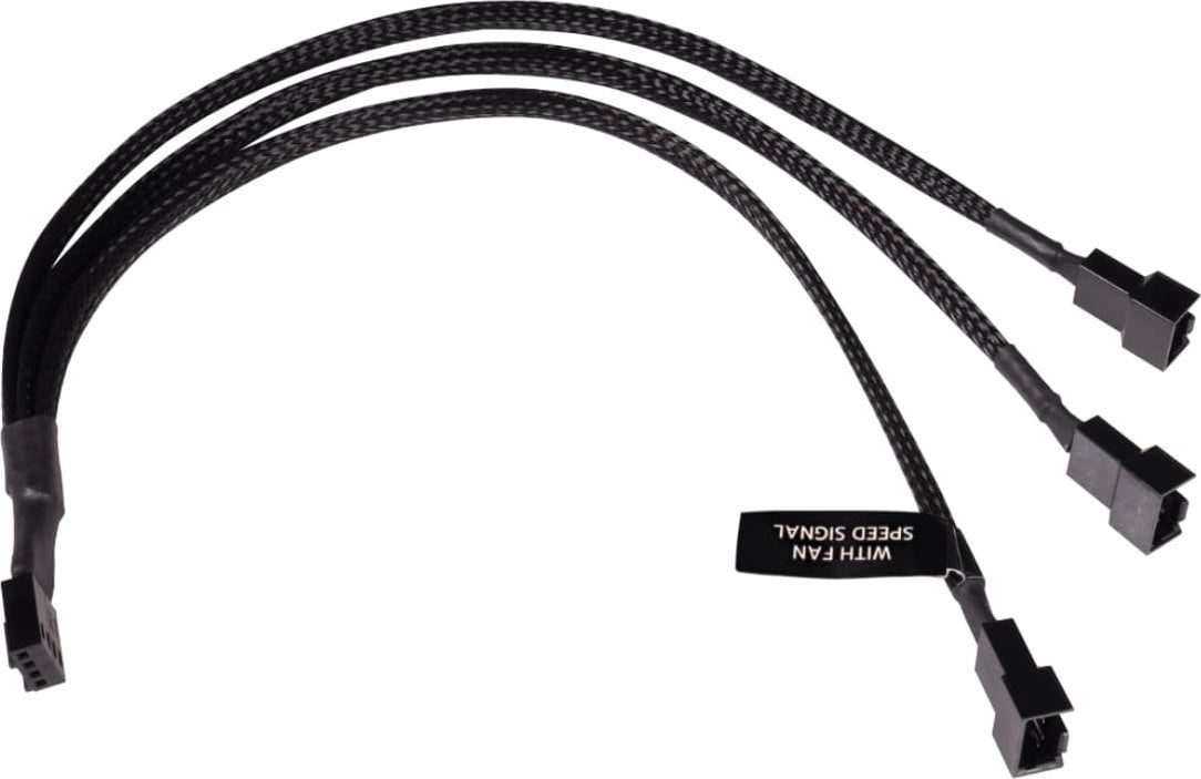 Kabllo Y-Splitter Alphacool 18680, 4-Pin në 3x 4-Pin PWM, 30cm, i zi