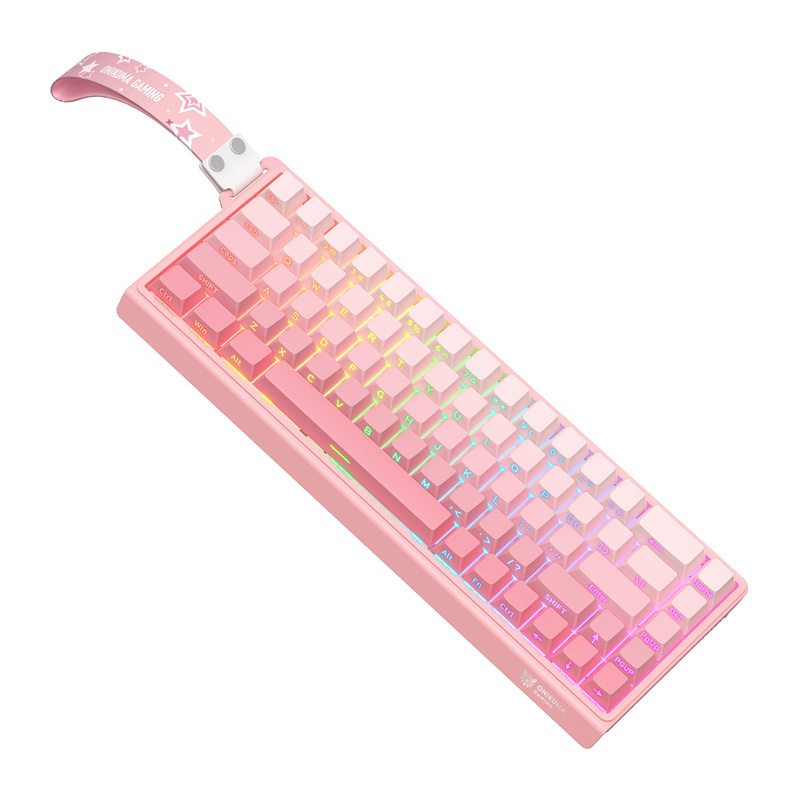 Tastierë gaming ONIKUMA G69, 68 taste, ARGB, rozë 4