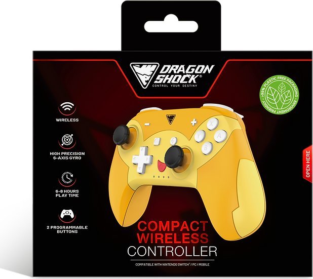 Kompjuter dore DragonShock POPTOP Compact BT Pika, wireless, Bluetooth, i verdhë
