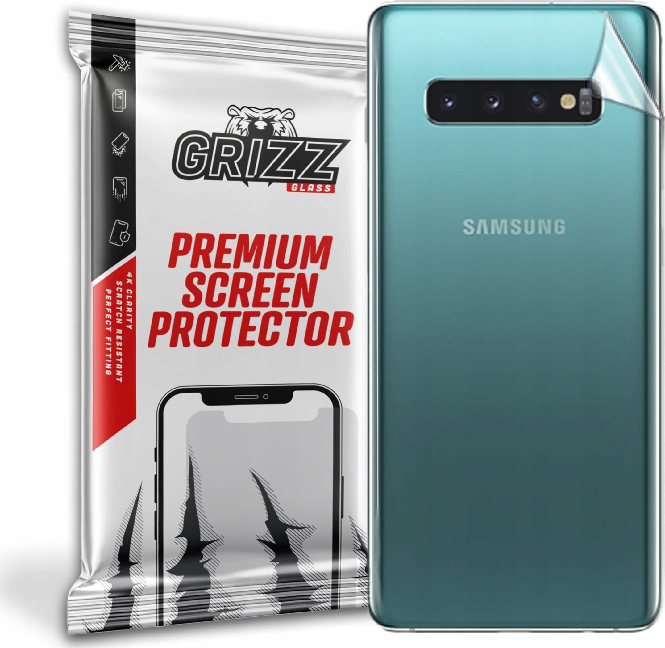 Folie mbrojtëse e pasme GrizzGlass Grizz, për Samsung Galaxy S10 Plus, transparente