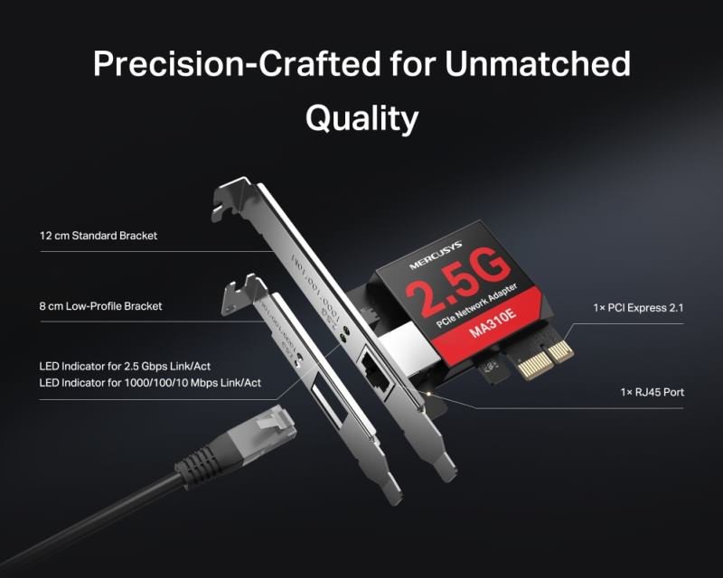 Kartë rrjeti Mercusys MA310E, PCIe, Gigabit, e zezë