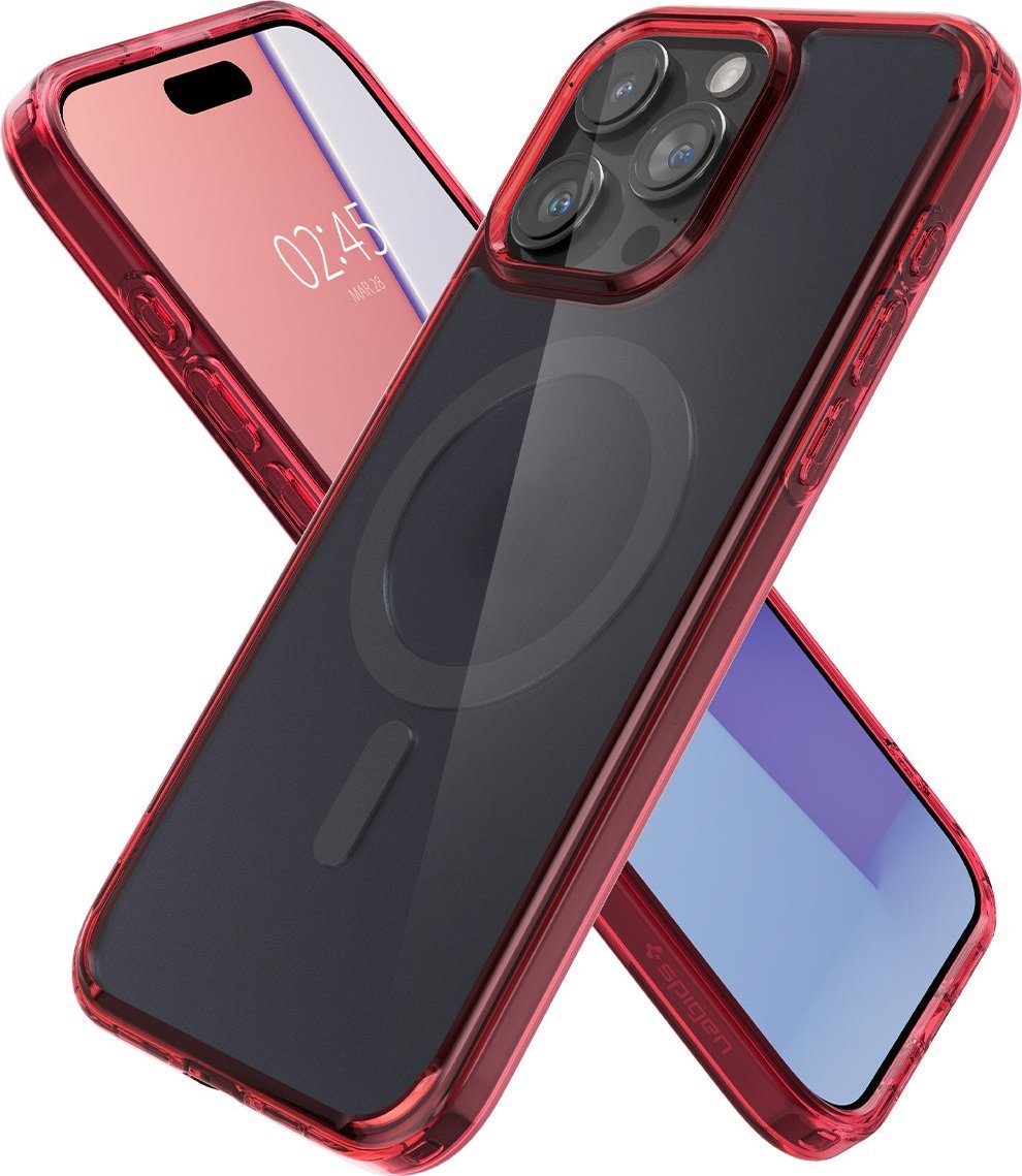 Mbulesë telefoni Spigen Ultra Hybrid MagSafe, për iPhone 15 Pro, frost deep red