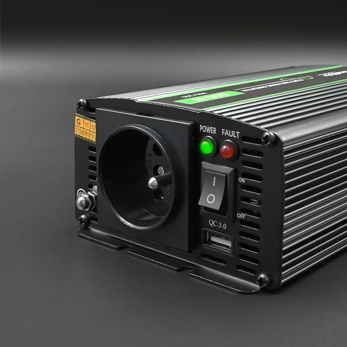 Конвертор на напон Qoltec Monolith 600, 300W, чист синусоиден бран, сива