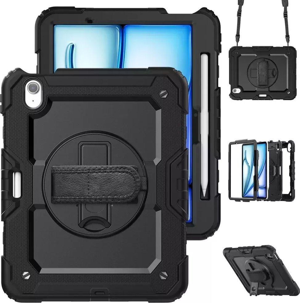 Заштитна футрола за таблет Tech-protect SOLID360 за iPad Air 11" 6 2024, со заштитно стакло, црна