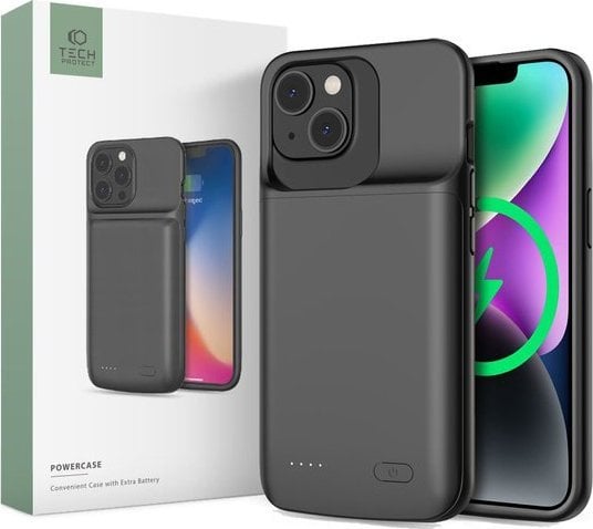 Mbulesë me bateri Tech-Protect Powercase, 4800mAh, për iPhone 14 14 Pro, e zezë