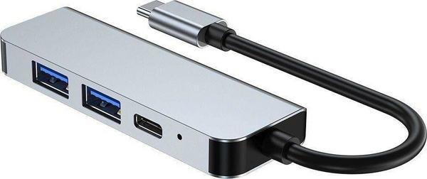 Hub USB C Tech Protect THP810GRY, 4 në 1, kompakt, gri