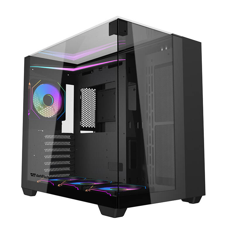 Kuti kompjuteri DarkFlash TH285 ATX Cube, gaming, ARGB, xham i temperuar, e zezë