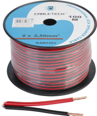 Kabllo altoparlantësh Cabletech CCA, 2 x 2.5mm, 100m, zi kuqe