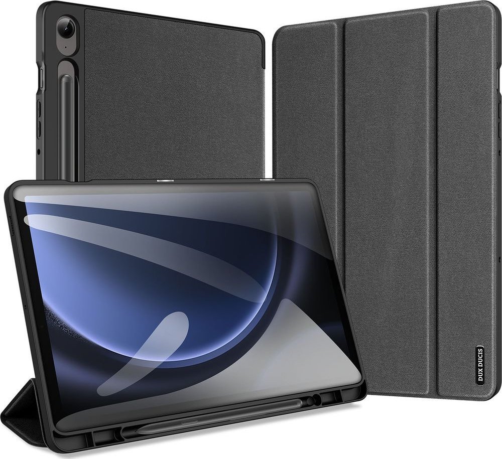 Kuti mbrojtëse Dux Ducis Domo për Samsung Galaxy Tab S9 FE, kapak palosës me stand, auto sleep wake, gri