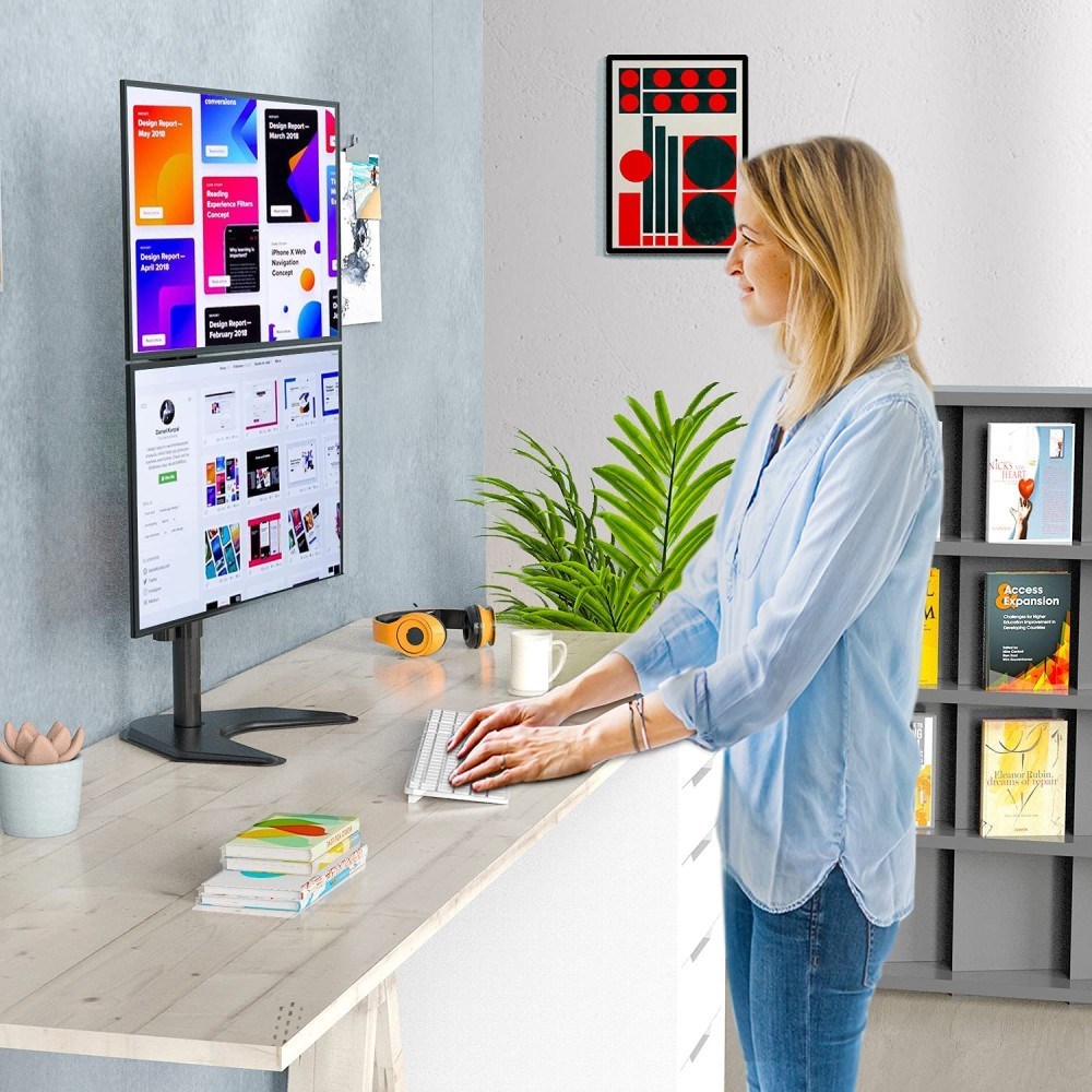 Mbajtëse tavoline për monitorë Techly ICA-LCD 2520V, për 2 monitorë 13"-27", VESA 75x75 100x100, e zezë