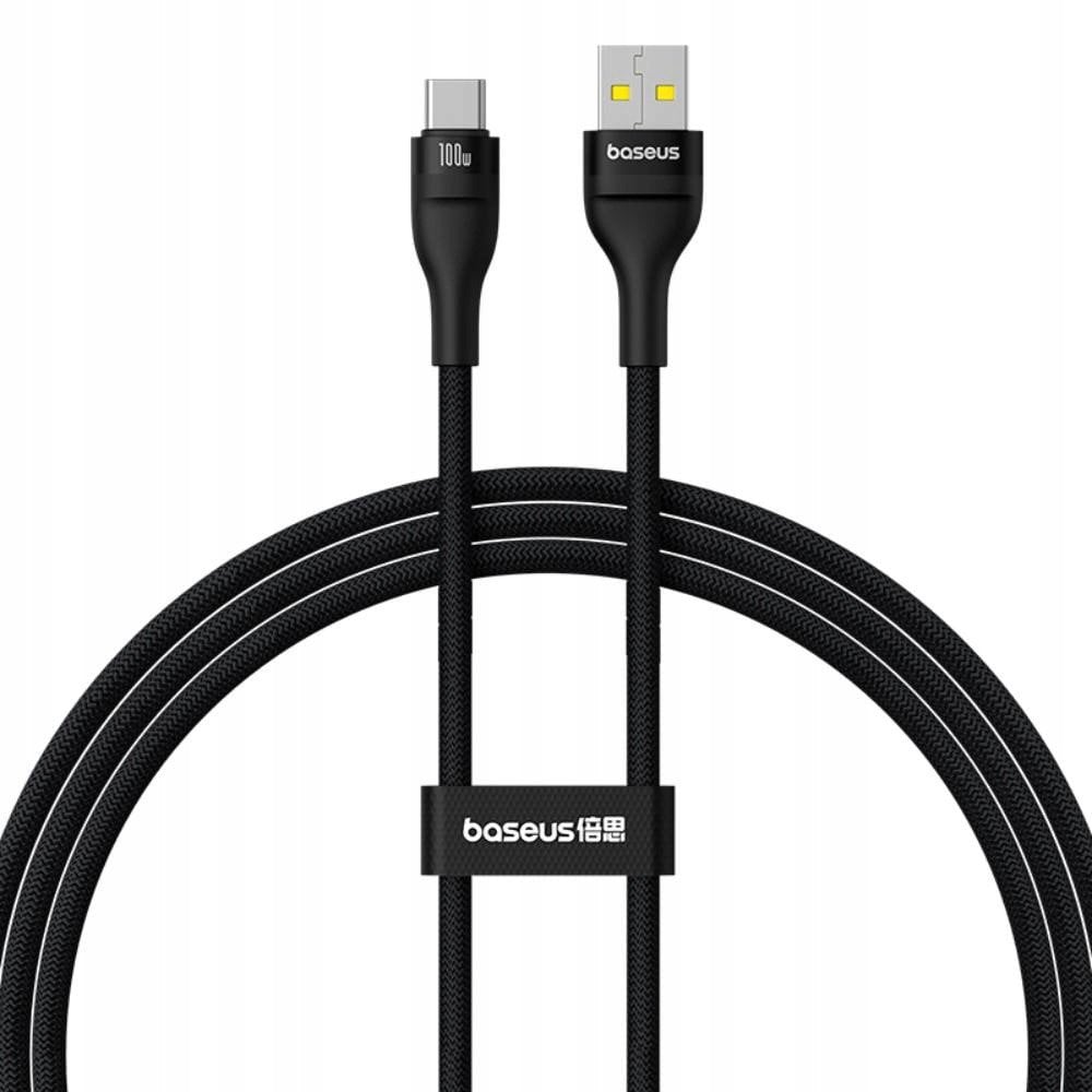 Kabllo USB në USB C Baseus, 1m, 100W, najlon e zezë