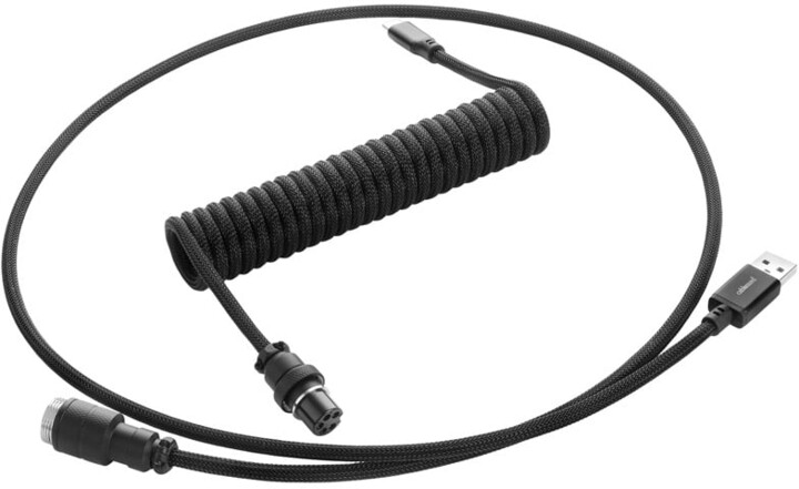 Kabllo spirale CableMod Pro, USB-C/USB-A, 1,5m, e zezë