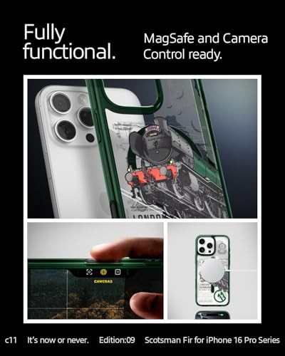 Mbrojtëse telefoni Spigen Ultra Hybrid C11 për iPhone 16 Pro Max, dizajn C11 Scotsman Fir, transparente