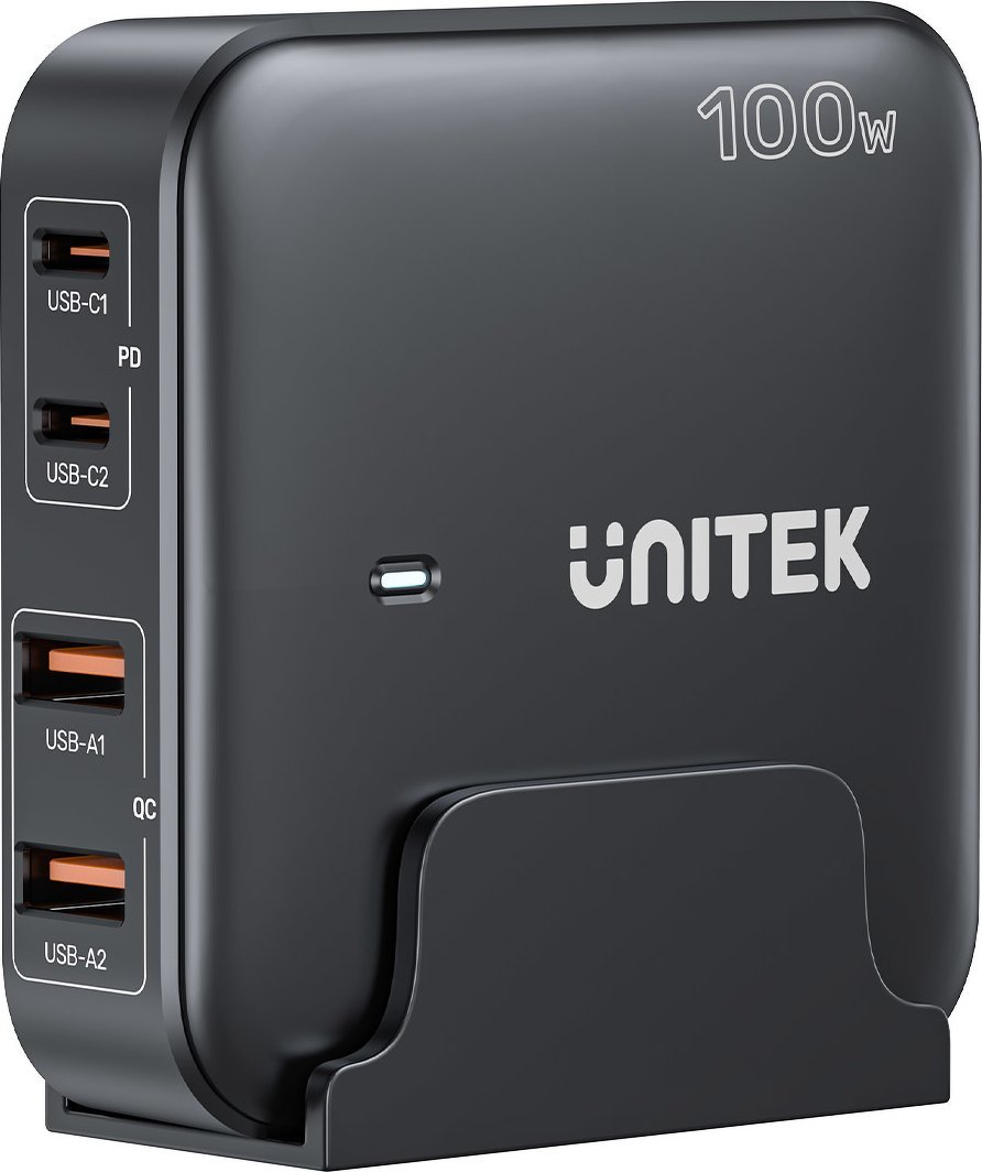Karikues tavoline Unitek GaN 100W, 2x USB A, 2x USB C, i bardhë