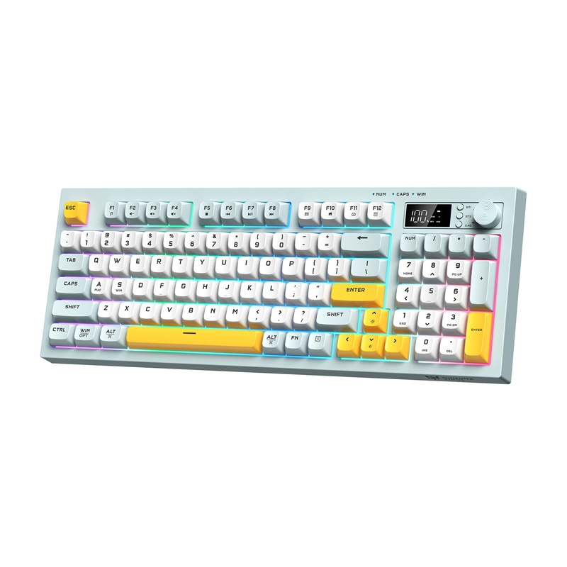 Tastierë wireless ONIKUMA G80, 94 taste, RGB, gri me të verdhë