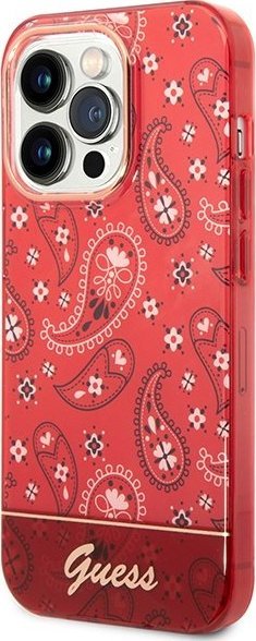 Futrollë për telefon Guess GUHCP14XHGBNHR, për iPhone 14 Pro Max, hardcase, e kuqe Bandana Paisley