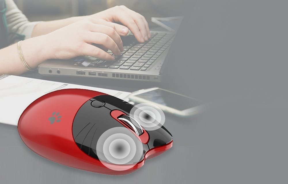 Бежичен глушец Mofii M3DM, 1600 DPI, 2.4G и Bluetooth, црвено-црн