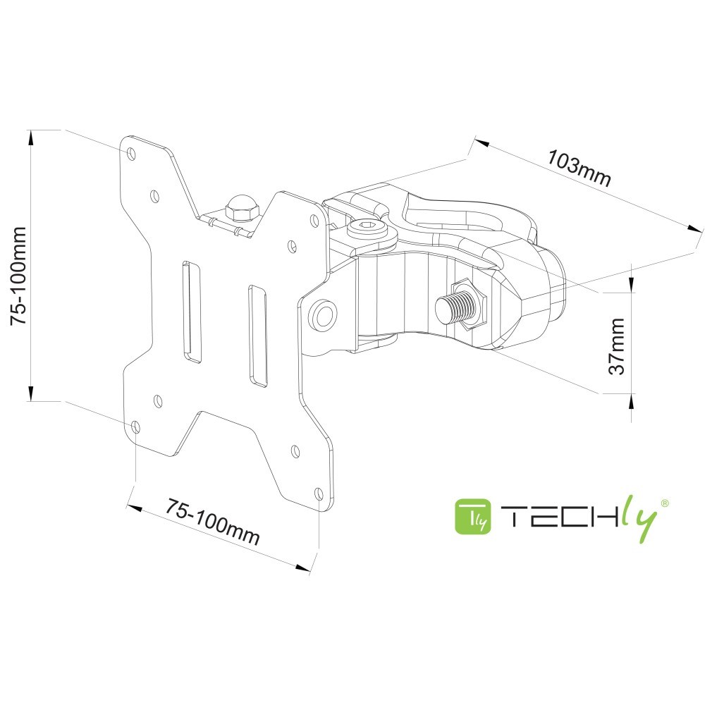Mbajtës për monitor Techly, 13”-30”, i zi