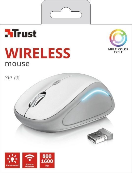 Maus Trust YVI, wireless, USB, i bardhë