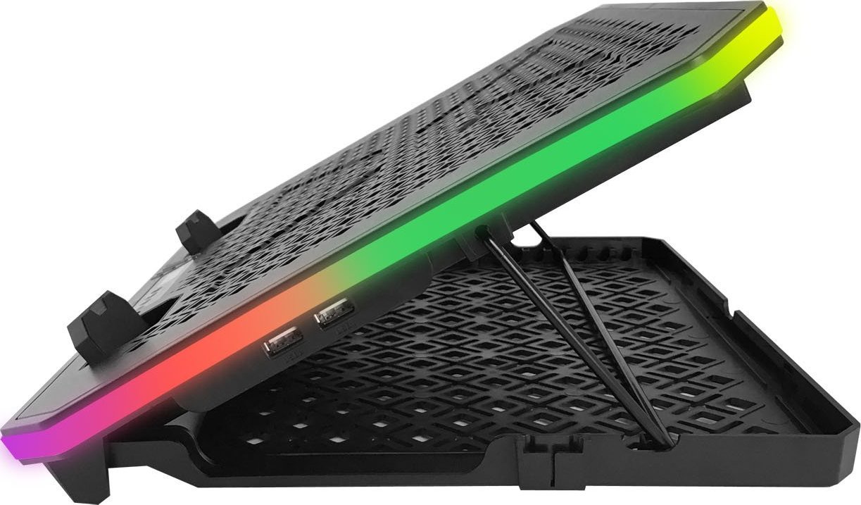 Bazë ftohëse për laptop Esperanza RGB GALERNE EGC109, me ventilator, ndriçim RGB, e zezë