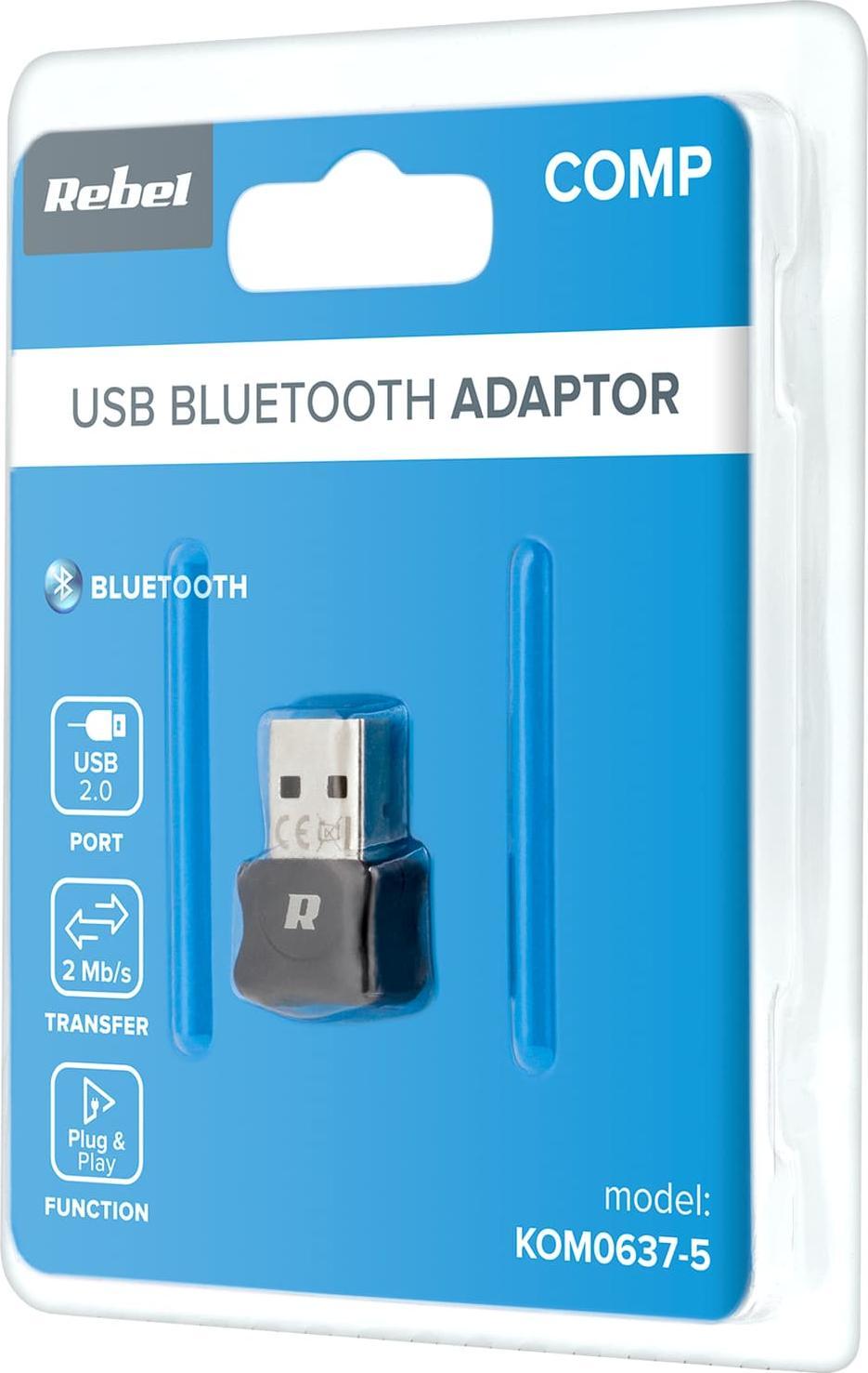 Bluetooth адаптер Rebel NanoStick, USB, Bluetooth 5.0, црн