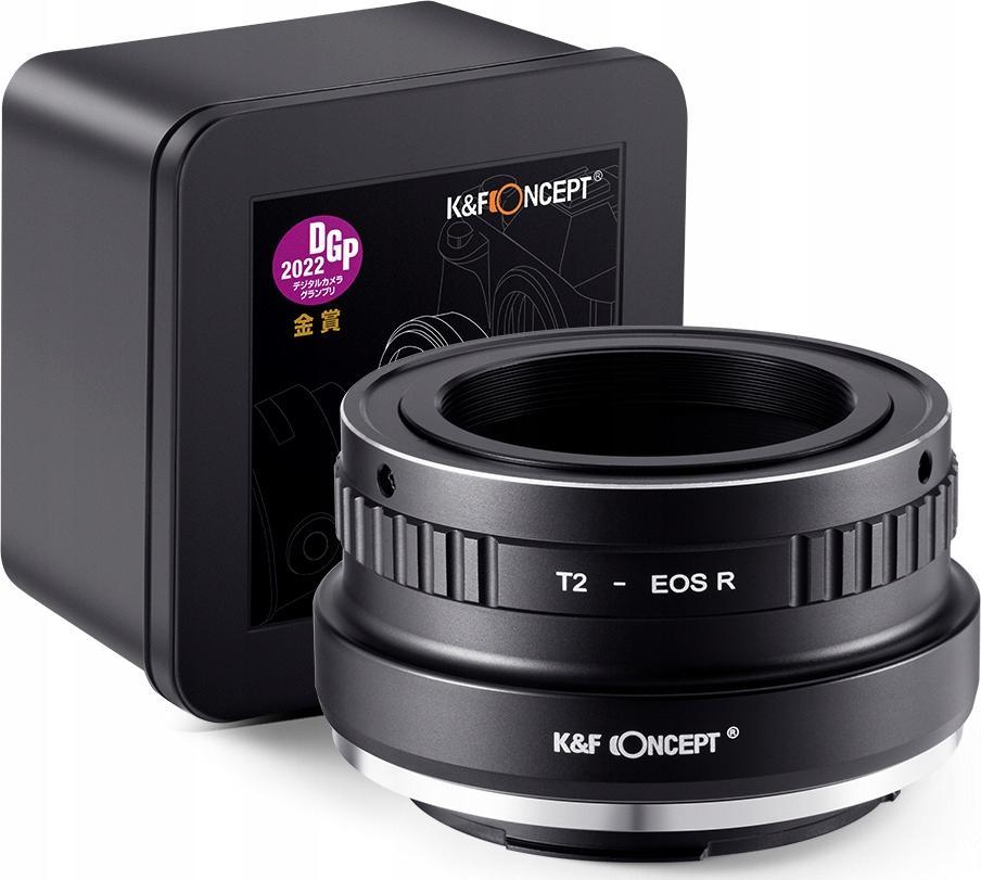 Adapter bajonete K&amp;F Concept KF06.488, Canon RF në T2 T mount, i zi