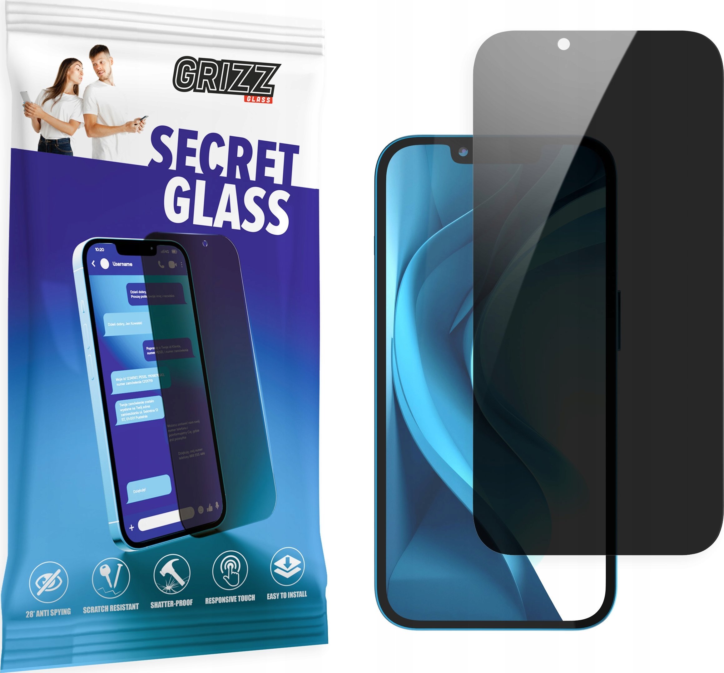 Xham privatësie Grizz SecretGlass për Motorola Moto E6s 2020, mbrojtës ekrani, i tejdukshëm