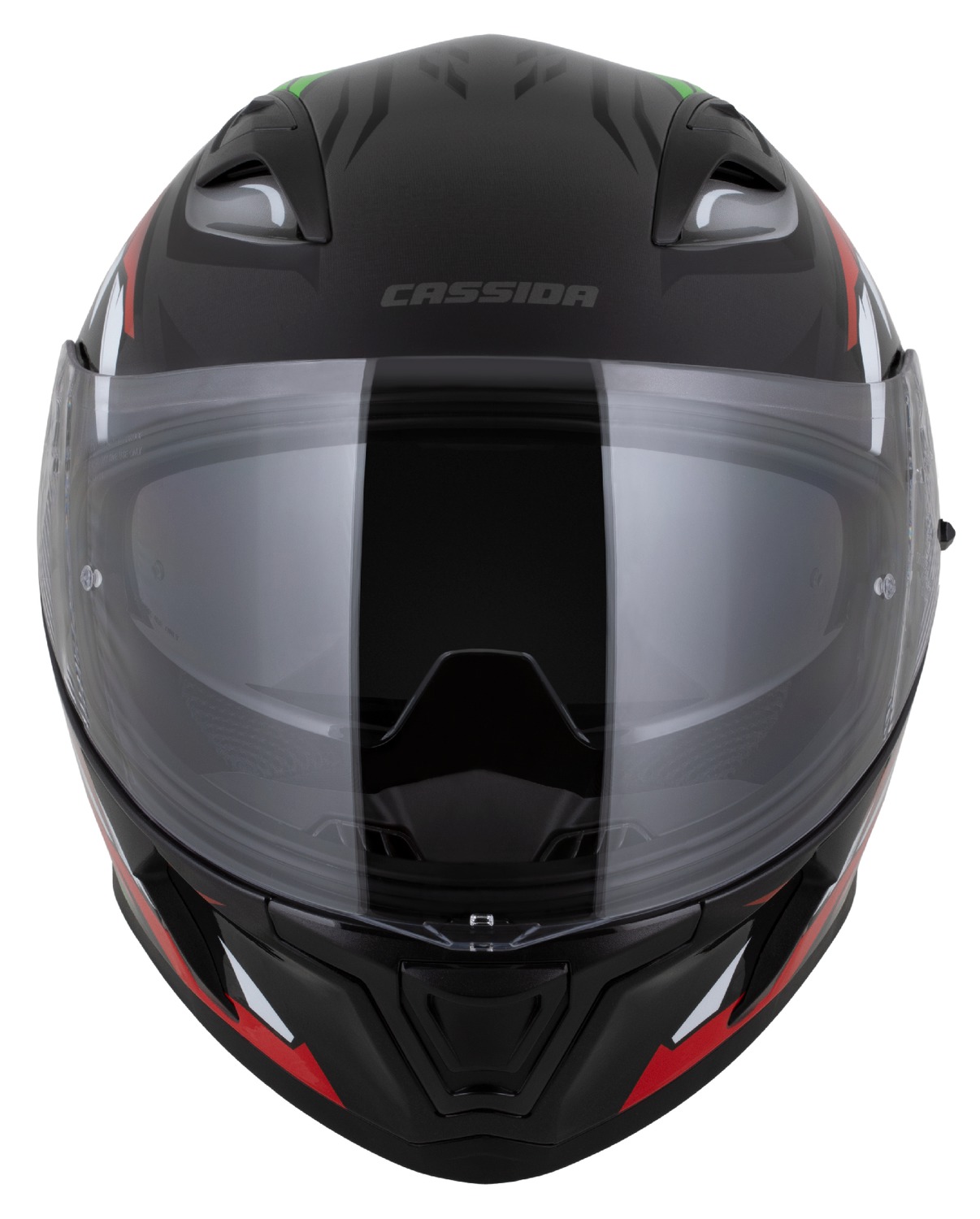 Helmetë integrale CASSIDA Orbit StriX 2026, vizor Pinlock, e kuqe jeshile gri bardhë zezë