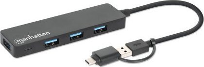 Hub USB Manhattan USB C Combo, 4 porta USB A, 5 Gbps, i zi