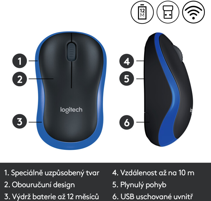 Maus pa kabllo Logitech M185, i kaltër