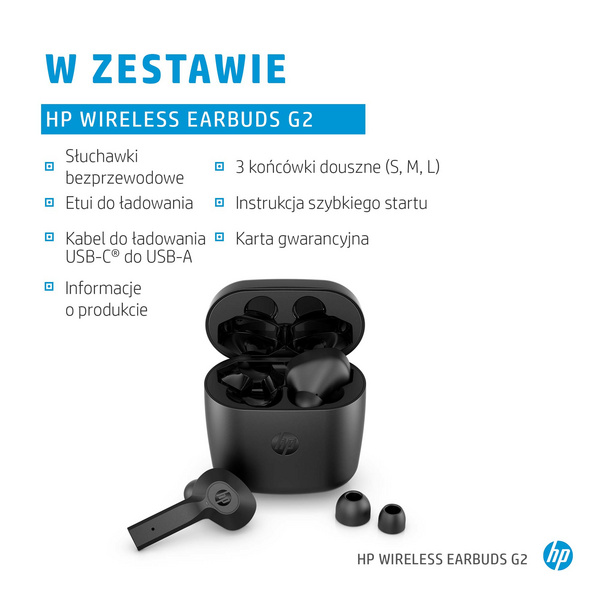 Kufje HP Wireless Earbuds G2, Bluetooth, të zeza