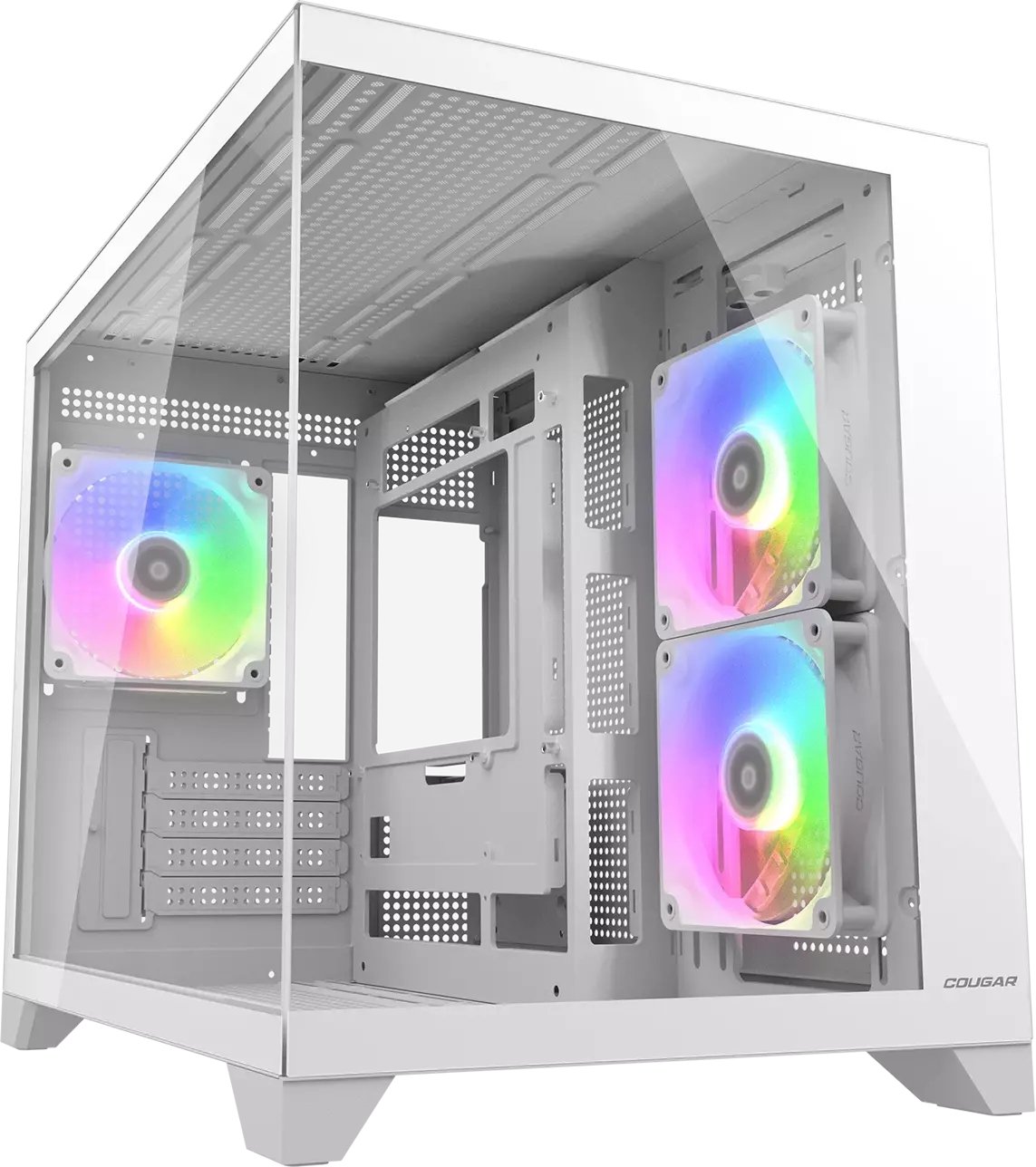 Kase kompjuterike COUGAR FV150 ARGB, mini tower, xham i temperuar, e bardhë