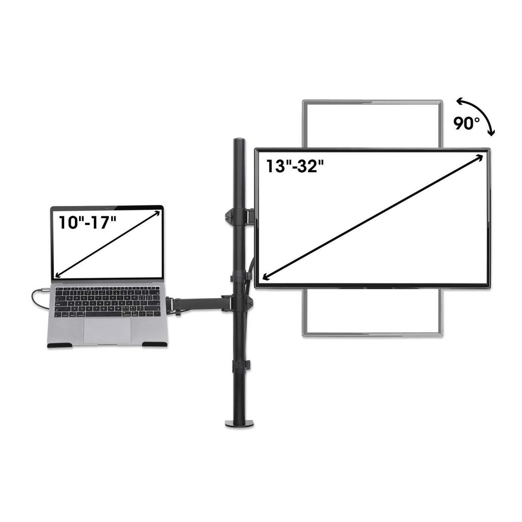Mbajtëse tavoline për monitor dhe laptop Manhattan, 13"-32", 10"-17", e zezë