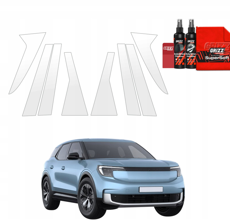 Folie mbrojtëse GrizzProtector 8in1 për B-Pillar, Ford Explorer EV 2024-2026, transparente