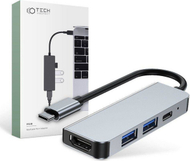 Hub USB C Tech Protect THP810GRY, 4 në 1, kompakt, gri