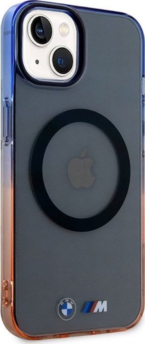 Këllëf telefoni BMW Gradient Bumper MagSafe për iPhone 14 Plus, polikarbonat dhe TPU, gri