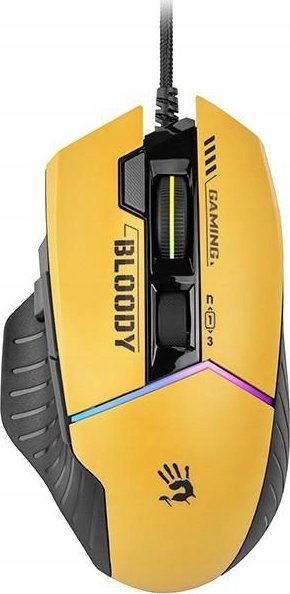 Maus A4Tech Bloody, me kabllo, USB, i verdhë