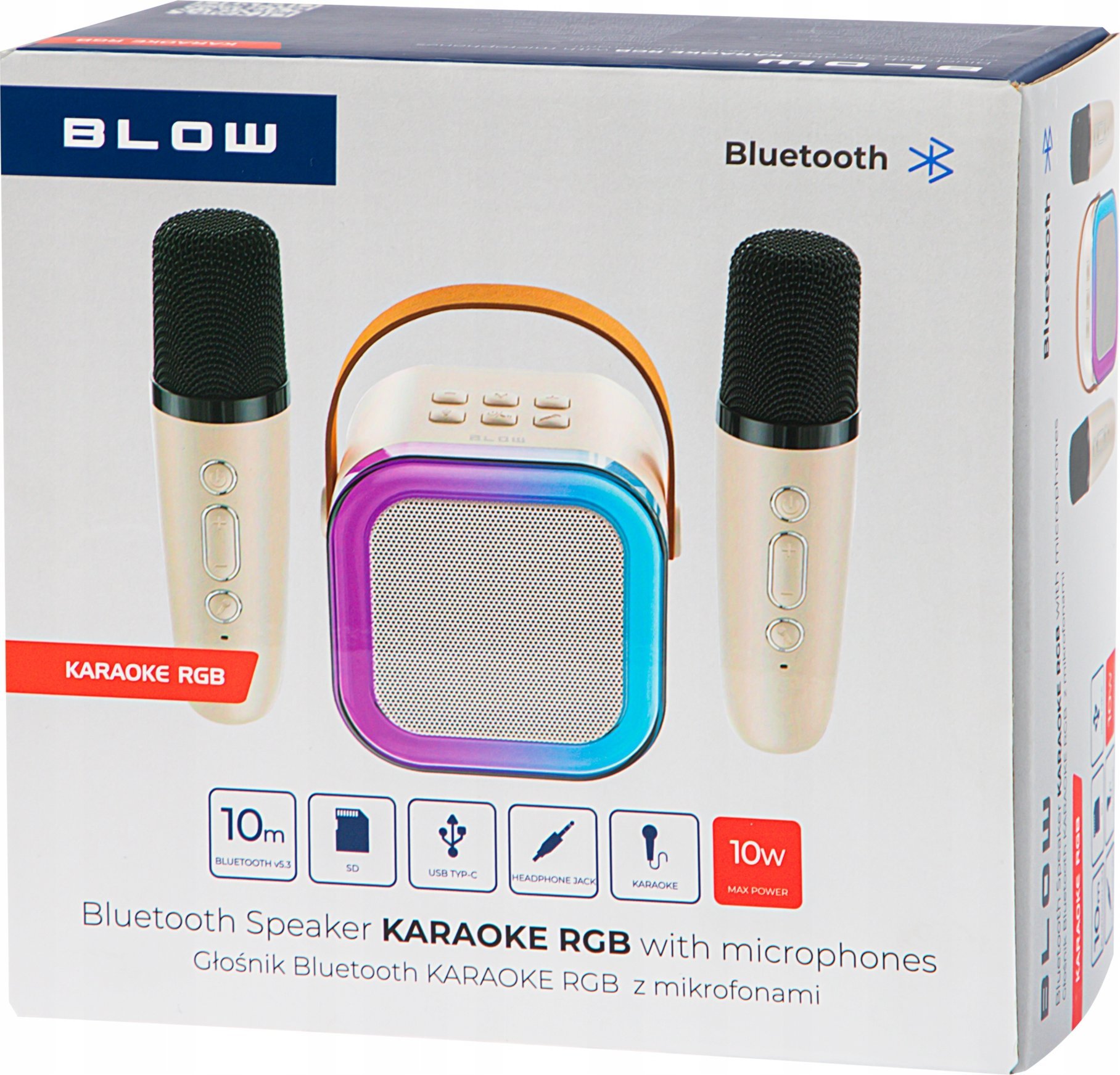 Кутија музичка Blow Караоке Bluetooth, со микрофони, RGB осветлување, црна