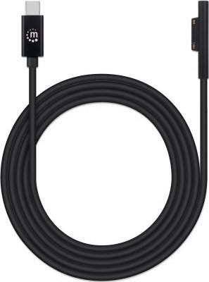 Kabllo karikimi Manhattan, USB C në Surface Connect, 15V 3A, 1.8m, e zezë