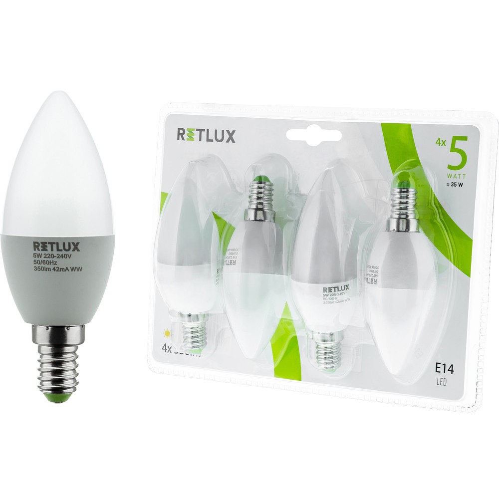 Poça Retlux REL 16 LED C37, E14 4 copë