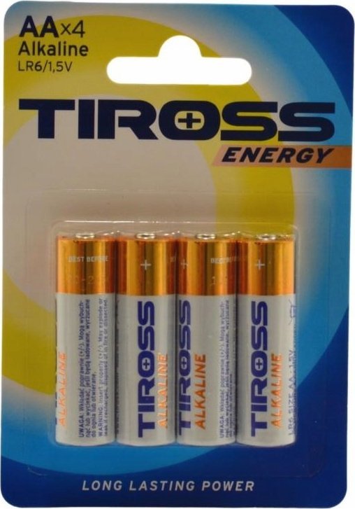 Bateri alkaline Tiross AA R6, 1.5V, paketim 4 copë
