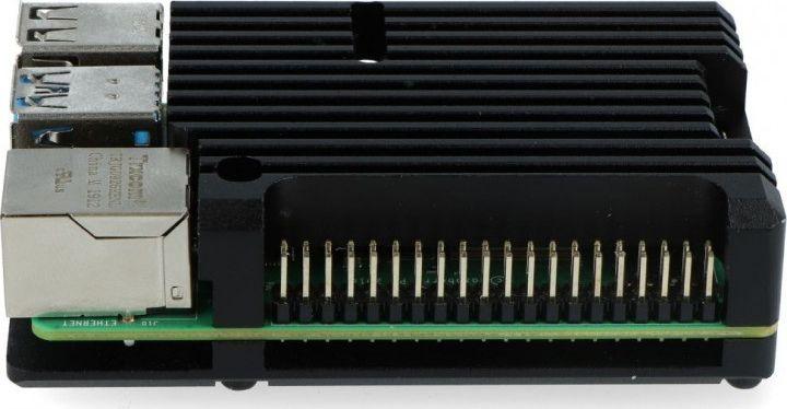 Kuti alumini JustPi LT-4B03 për Raspberry Pi 4B, ftohje pasive, e zezë