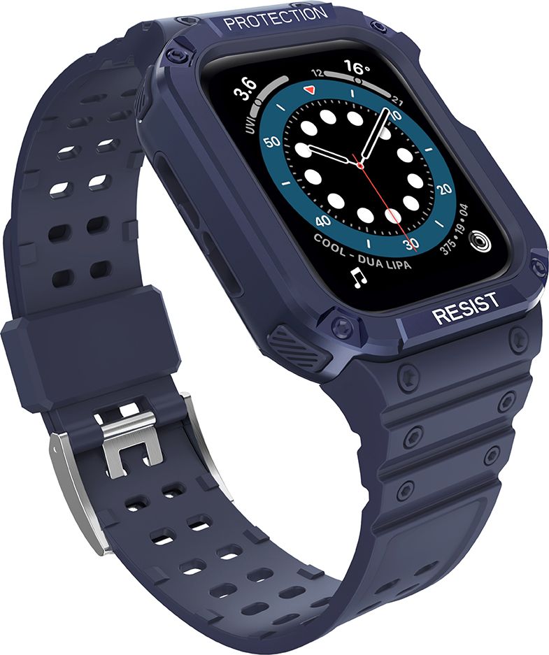 Rrip ore inteligjente Hurtel Protect Strap Band me kasë, për Apple Watch 45 44 42mm, i blinduar, blu