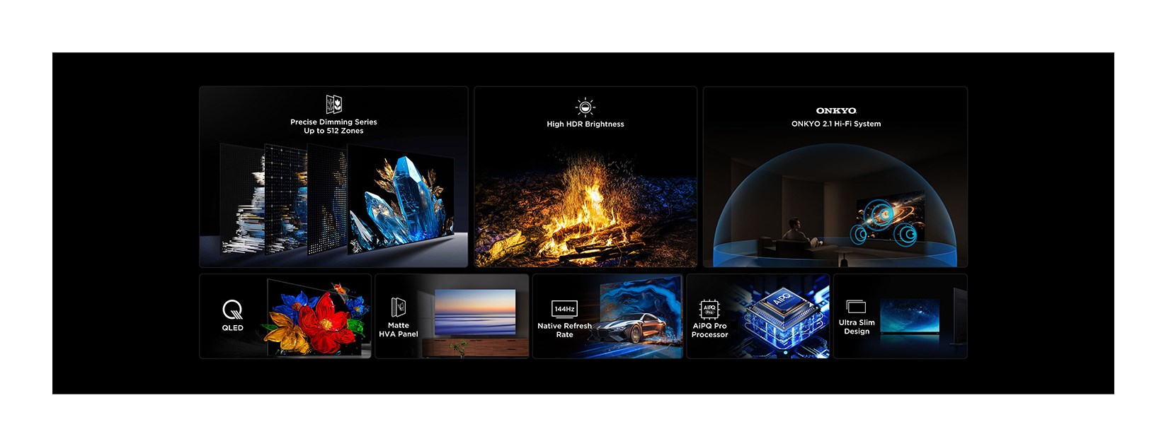 Televizor TCL C Series 55C69K, 55", MiniLED 4K, Google TV, gri metalik