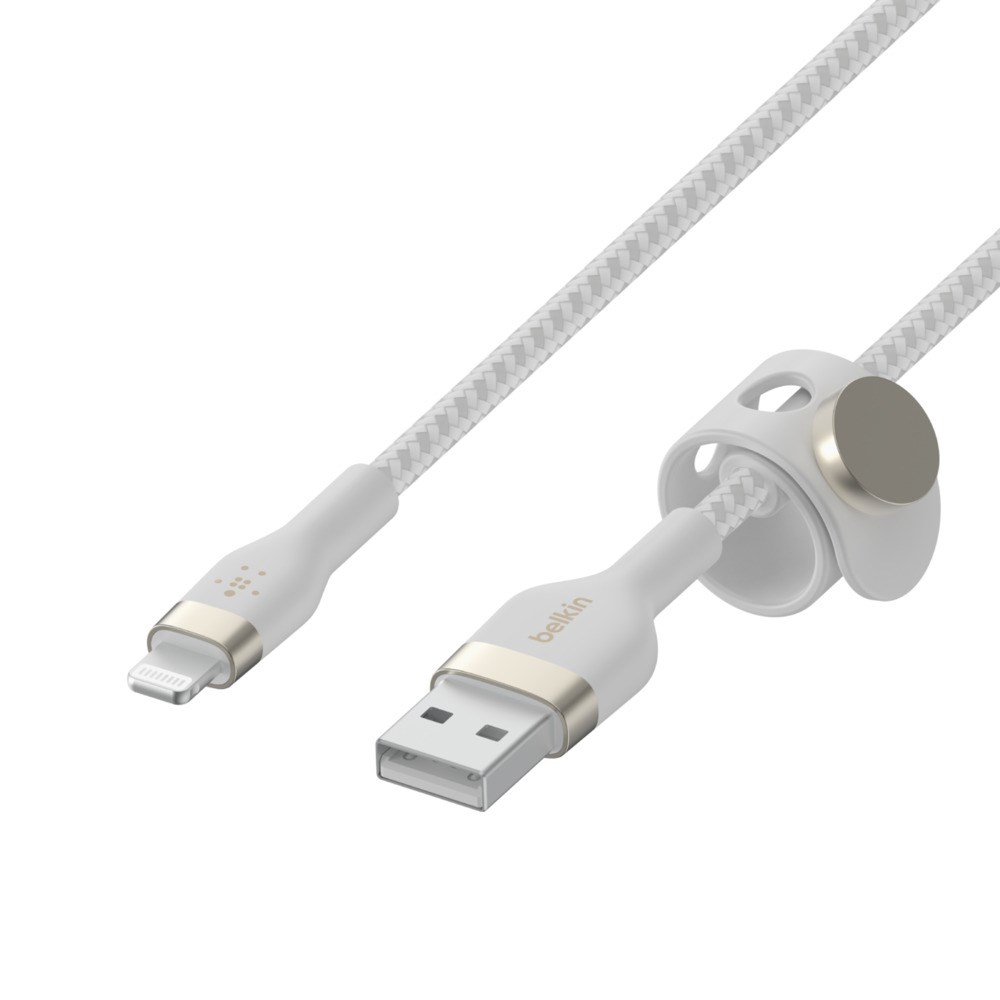 Kabllo USB-A në Lightning Belkin BoostCharge Pro Flex, 3m, MFi, e bardhë