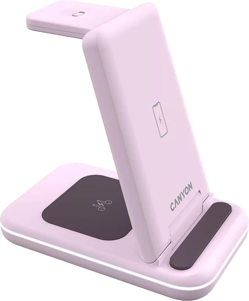Stacion karikimi Canyon WS-304, karikues wireless 3 në 1, karikim i shpejtë, rozë