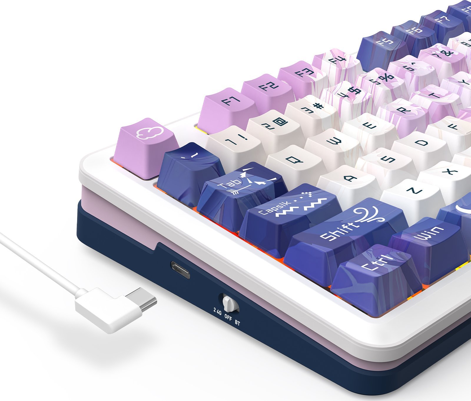 Tastierë gaming Redragon K681ACG RGB Pro Cyrus, wireless Bluetooth 2.4 GHz, English US, e bardhë