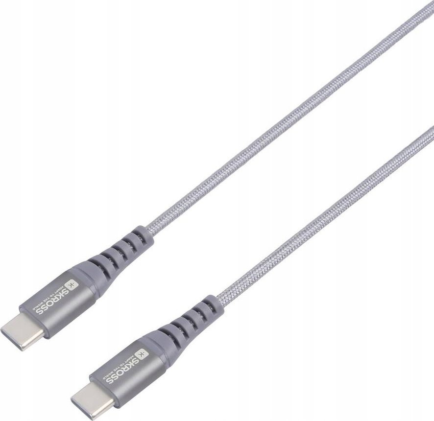 Kabllo USB Skross USB C në USB 2.0, 1.2m, gërshetim, gri space