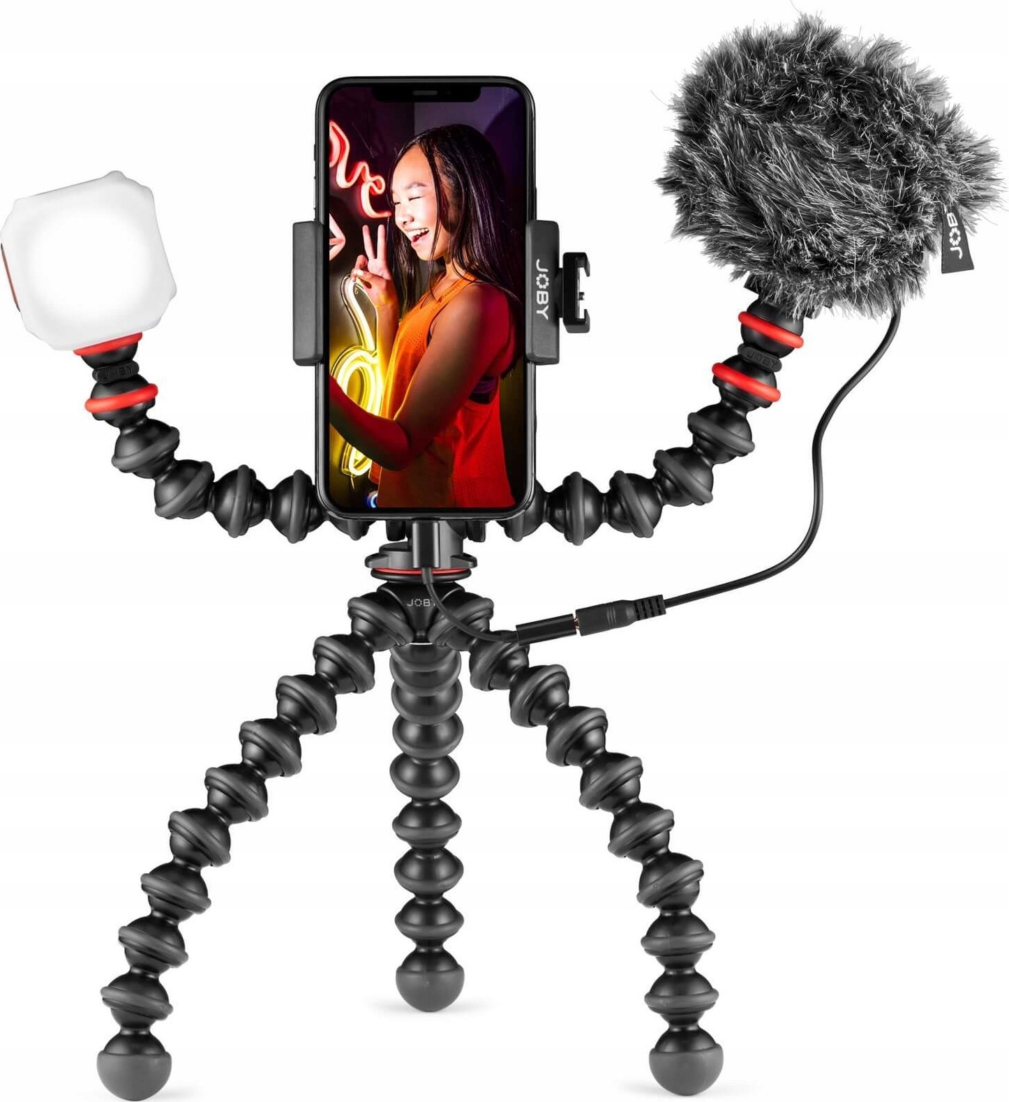 Set vlogimi për telefon JOBY GorillaPod Mobile Vlogging Kit JB01645, stativ fleksibil, dritë LED dhe mikrofon, i zi
