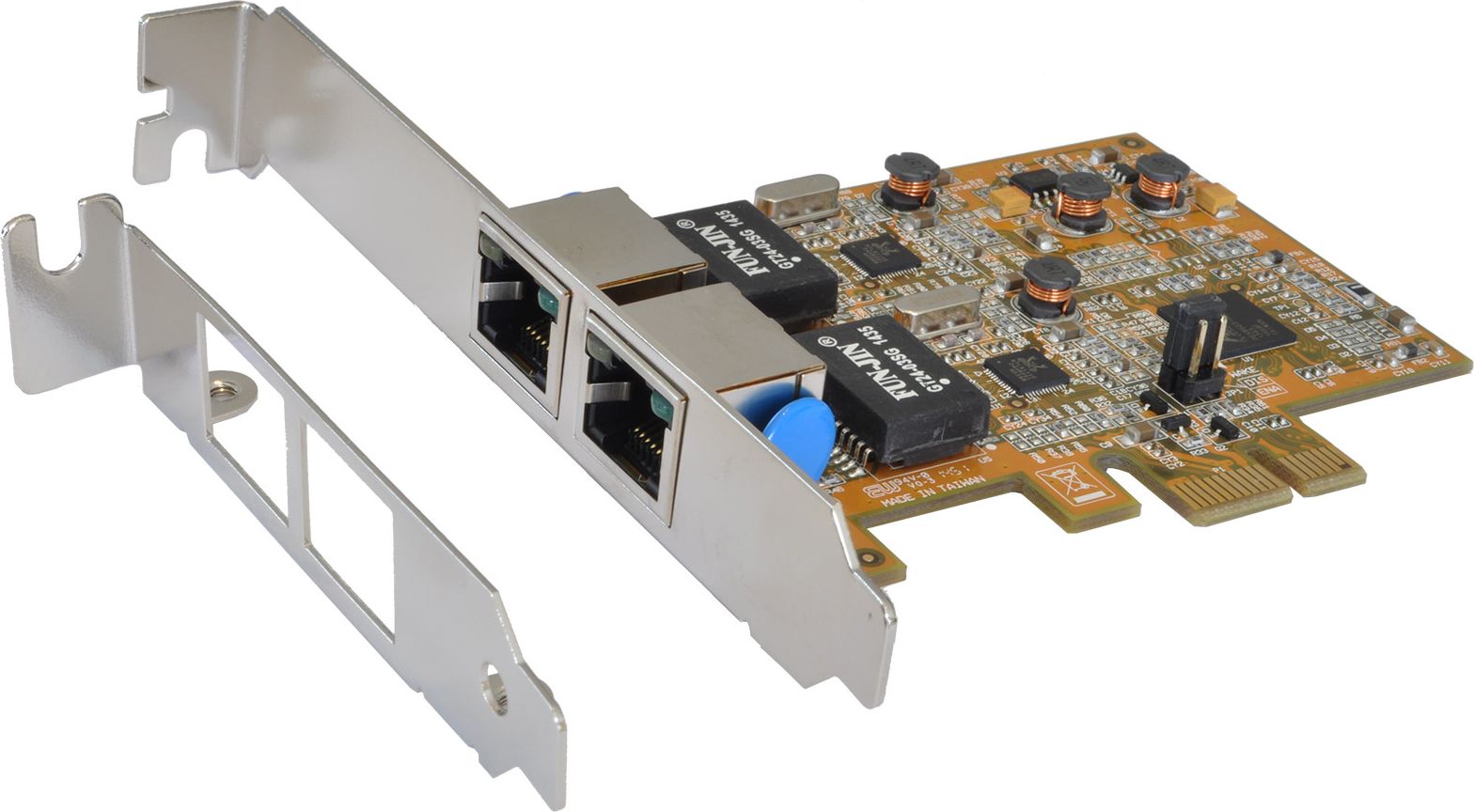 Kartelë rrjeti Exsys EX-6072-3, PCIe Low Profile, 2x Gigabit Ethernet